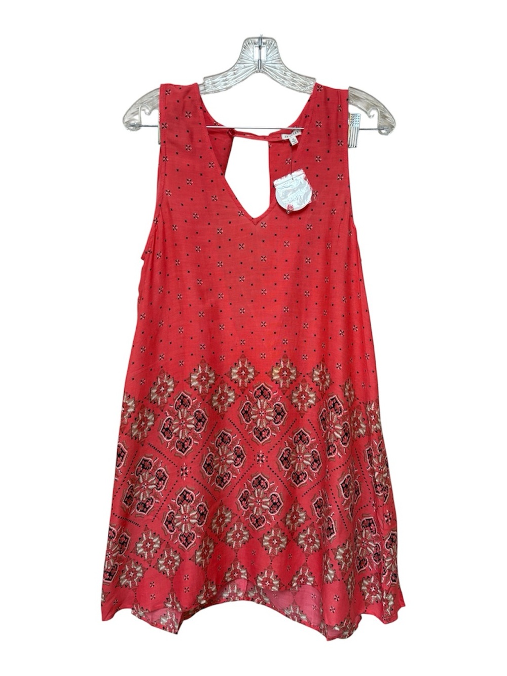 En Crème Coral Boho Swing Dress NWT Medallion Print Rayon Small Festival